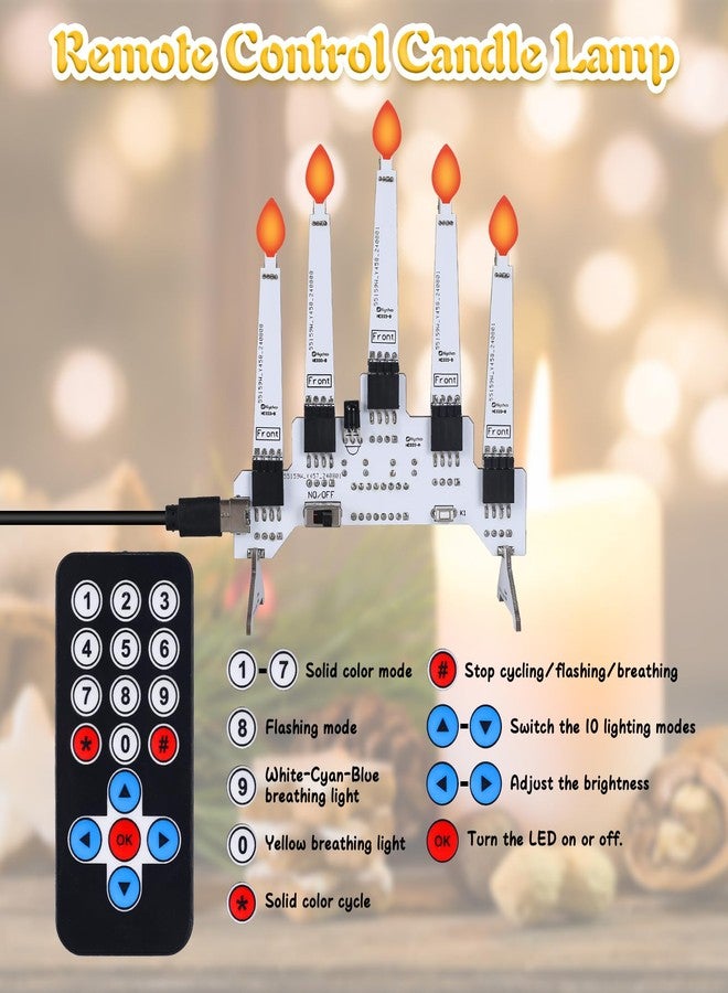 IS RC LED Candle Soldering Practice Kit, Candle Light Soldering Project with 10 Light Modes DIY Candelabra Kit 5 Removable Candles for School Students STEM Education Valentine's Day Decoration - Image 2